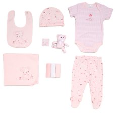 G11039: Baby Girls Bear 10 Piece Mesh Bag Gift Set (NB- 6 Months)