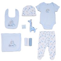 G11040: Baby Boys Safari 10 Piece Mesh Bag Gift Set (NB- 6 Months)