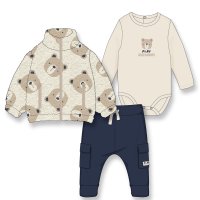 G11049INF: Baby Boys Sherpa Jacket, Bodysuit & Jog Pant Outfit (12-24 Months)