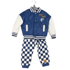G11050INF:  Baby Boys Quilted Varsity Jacket, Bodysuit & Jog Pant Outfit (12-24 Months)