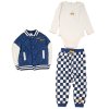 G11050INF:  Baby Boys Quilted Varsity Jacket, Bodysuit & Jog Pant Outfit (12-24 Months)