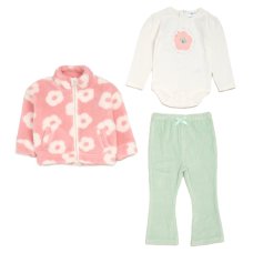 G11056INF: Baby Girls Sherpa Jacket, Bodysuit & Legging Outfit (12-24 Months)