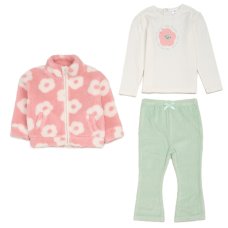 G11056TOD: Girls Sherpa Jacket, Top & Legging Outfit (2-4 Years)