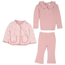 G11169TOD: Girls Quilted Jacket, Top & Legging Outfit (2-4 Years)