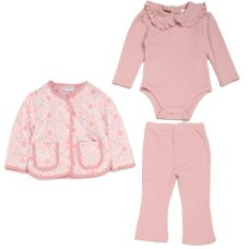 G11169INF:  Baby Girls Quilted Jacket, Bodysuit & Jog Pant Outfit (12-24 Months)