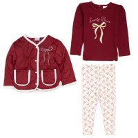 G11189TOD: Girls Quilted Jacket, Top & Legging Outfit (2-4 Years)