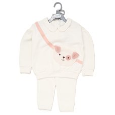 G11269TOD: Girls Sweatshirt With Cross Bag Applique & Jog Pant Outfit (2-4 Years)