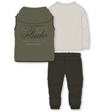 G11316TOD: Boys Quilted Gilet, Top & Cargo Pant Outfit (2-4 Years)