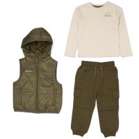 G11316TOD: Boys Quilted Gilet, Top & Cargo Pant Outfit (2-4 Years)