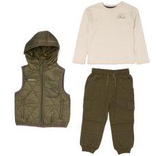 G11316TOD: Boys Quilted Gilet, Top & Cargo Pant Outfit (2-4 Years)