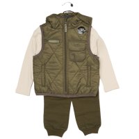G11316TOD: Boys Quilted Gilet, Top & Cargo Pant Outfit (2-4 Years)
