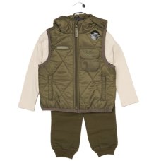 G11316TOD: Boys Quilted Gilet, Top & Cargo Pant Outfit (2-4 Years)