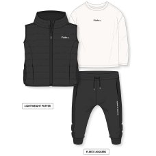G11321TOD: Boys Quilted Gilet, Storage Bag, Top & Jog Pant Outfit (2-4 Years)