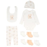 G11326: Baby Unisex Bear Ribbed 10 Piece Gift Set (NB-6 Months)