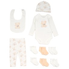 G11326: Baby Unisex Bear Ribbed 10 Piece Gift Set (NB-6 Months)