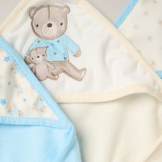 G11377: Baby Boys Bears 6 Piece Hooded Towels & Washcloths Bath Time Set