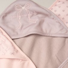 G11380: Baby Girls Bows 6 Piece Hooded Towels & Washcloths Bath Time Set