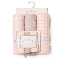 G11380: Baby Girls Bows 6 Piece Hooded Towels & Washcloths Bath Time Set