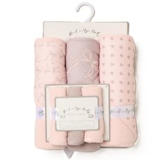 G11380: Baby Girls Bows 6 Piece Hooded Towels & Washcloths Bath Time Set