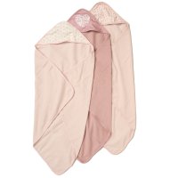 G11381: Baby Girls Hearts 6 Piece Hooded Towels & Washcloths Bath Time Set