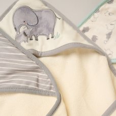 G12283: Baby Unisex Elephant 6 Piece Hooded Towels & Washcloths Bath Time Set