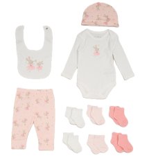 G11386: Baby Girls Fairy Mouse Ribbed 10 Piece Gift Set (NB-6 Months)