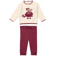 G11391NB: Baby Girls Knitted 2 Piece Outfit (0-12 Months)
