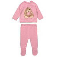 G11392NB: Baby Girls Knitted 2 Piece Outfit (0-12 Months)