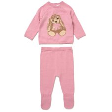 G11392NB: Baby Girls Knitted 2 Piece Outfit (0-12 Months)