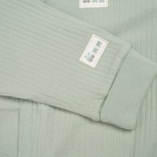 G11400NB: Baby Sage Ribbed Bodysuit & Pant With Silicone Food Catcher Bib, Bowl & Spork Set (9-24 Months)