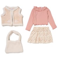 G11460TOD: Girls Borg Gilet, Top, Crepe Skirt & Handbag Outfit (2-4 Years)