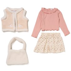 G11460TOD: Girls Borg Gilet, Top, Crepe Skirt & Handbag Outfit (2-4 Years)
