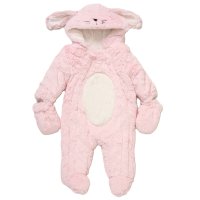 G11490: Baby Faux Fur Cotton Lined Bunny Pramsuit With Mitts (NB-6 Months)