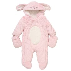 G11490: Baby Faux Fur Cotton Lined Bunny Pramsuit With Mitts (NB-6 Months)