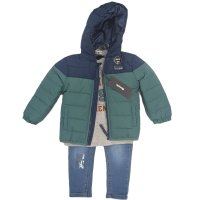 G11495: Boys Bench Puffer Coat, Top & Jean Outfit (18 Months-5 Years)