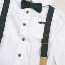 G11527TOD: Boys Shirt With Corduroy Bow Tie & Pant With Braces Outfit (2-4 Years)