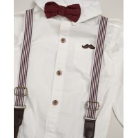 G11528TOD: Boys Shirt With Corduroy Bow Tie & Pant With Braces Outfit (2-4 Years)