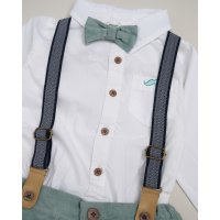G11531TOD: Boys Shirt With Corduroy Bow Tie & Pant With Braces Outfit (2-4 Years)