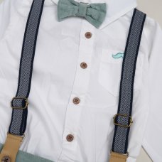 G11531TOD: Boys Shirt With Corduroy Bow Tie & Pant With Braces Outfit (2-4 Years)