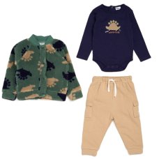 G11548INF: Baby Boys Sherpa Jacket, Bodysuit & Jog Pant Outfit (12-24 Months)