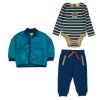 G11613INF:  Baby Boys Quilted Jacket, Bodysuit & Jog Pant Outfit (12-24 Months)