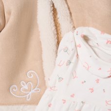 G11617INF: Baby Girls Shearling & Borg Jacket, Top & Pointelle Leggings (12-24 Months)