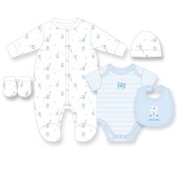G11735NB: Baby Boys My Little Bear 6 Piece Mesh Bag Gift Set (NB-6 Months)