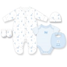 G11735NB: Baby Boys My Little Bear 6 Piece Mesh Bag Gift Set (NB-6 Months)