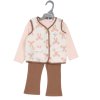G11739INF:  Baby Girls Borg Printed Gilet, Bodysuit & Flared leggings Outfit (12-24 Months)