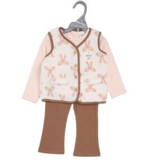 G11739TOD: Girls Borg Printed Gilet, Top & Jog Pant Outfit (2-4 Years)