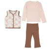 G11739TOD: Girls Borg Printed Gilet, Top & Jog Pant Outfit (2-4 Years)