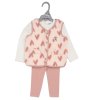 G11740INF:  Baby Girls Borg Printed Gilet, Bodysuit & Flared leggings Outfit (12-24 Months)