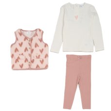 G11740TOD: Girls Borg Printed Gilet, Top & Jog Pant Outfit (2-4 Years)