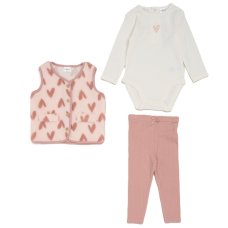 G11740INF:  Baby Girls Borg Printed Gilet, Bodysuit & Flared leggings Outfit (12-24 Months)